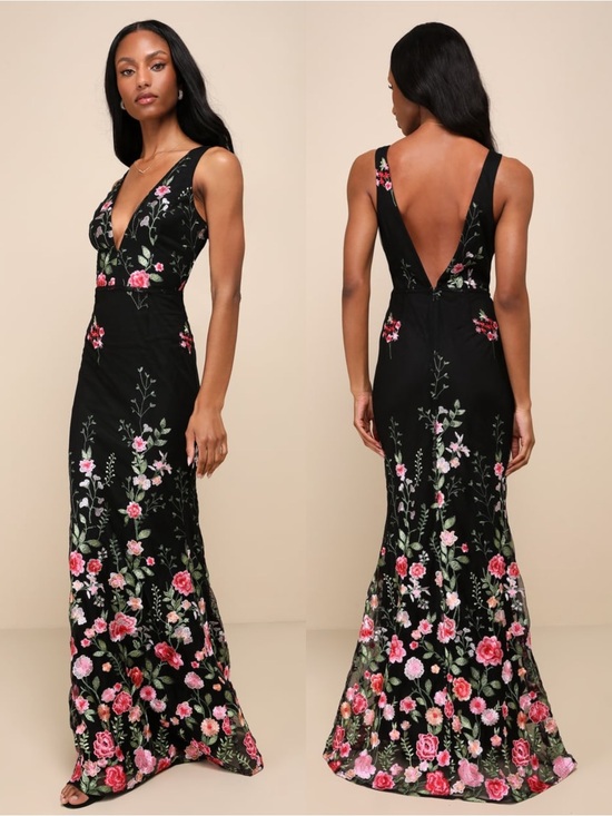 Lulus Dresses & Skirts - NWT LULUS Floral Embroidered Mesh Sleeveless Mermaid Skirt Whimsigoth Dress M